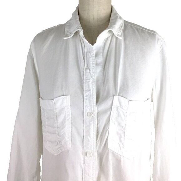 Cloth & Stone White Shirt Button Down Top XS Front Pockets Minimalist Closet - Picture 5 of 11